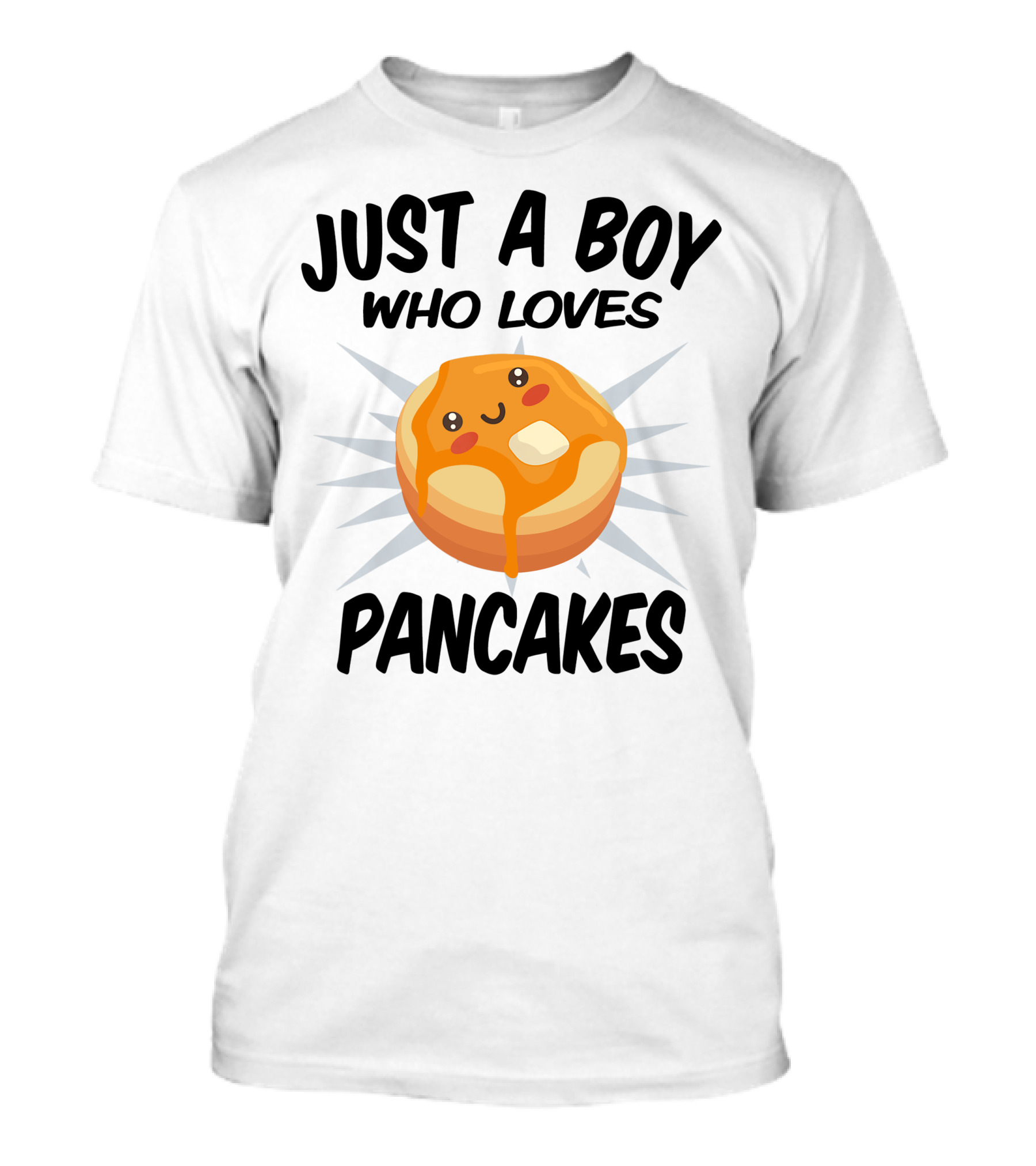 Just A Boy Who Loves Pancakes Cute Emoji Style Pancake T-Shirt