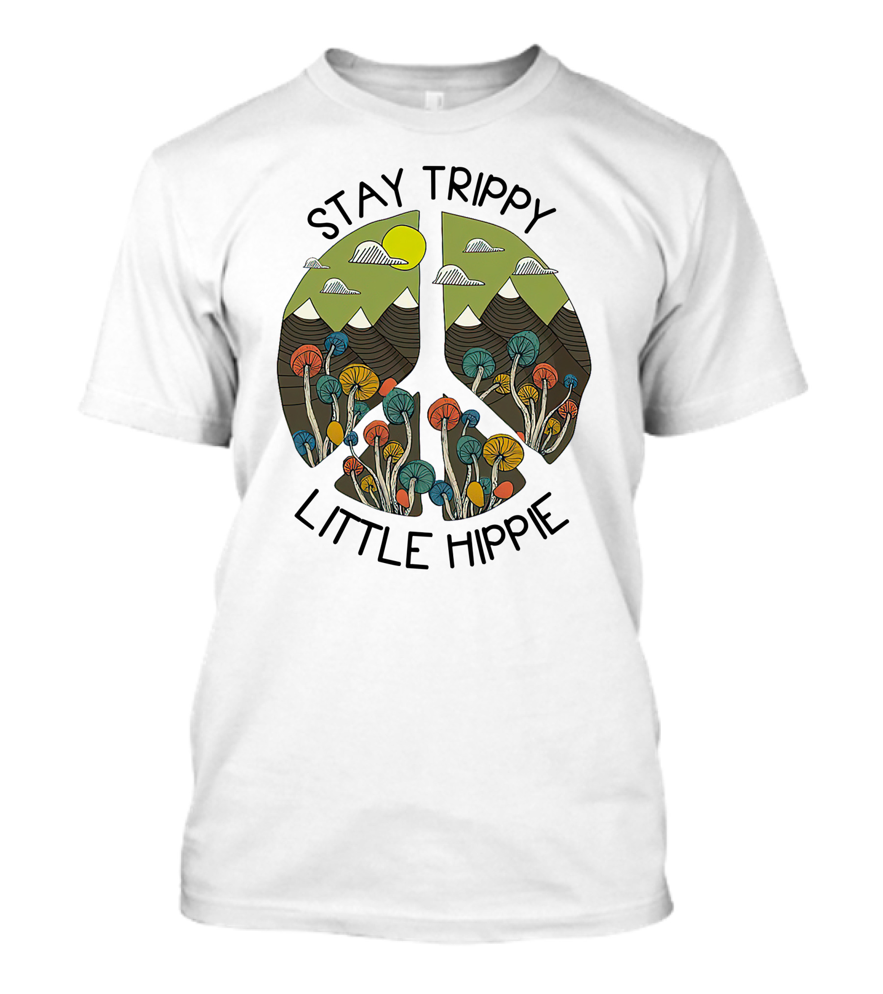 Stay Trippy Little Hippie Psychedelic Mountains And Mushrooms T-Shirt