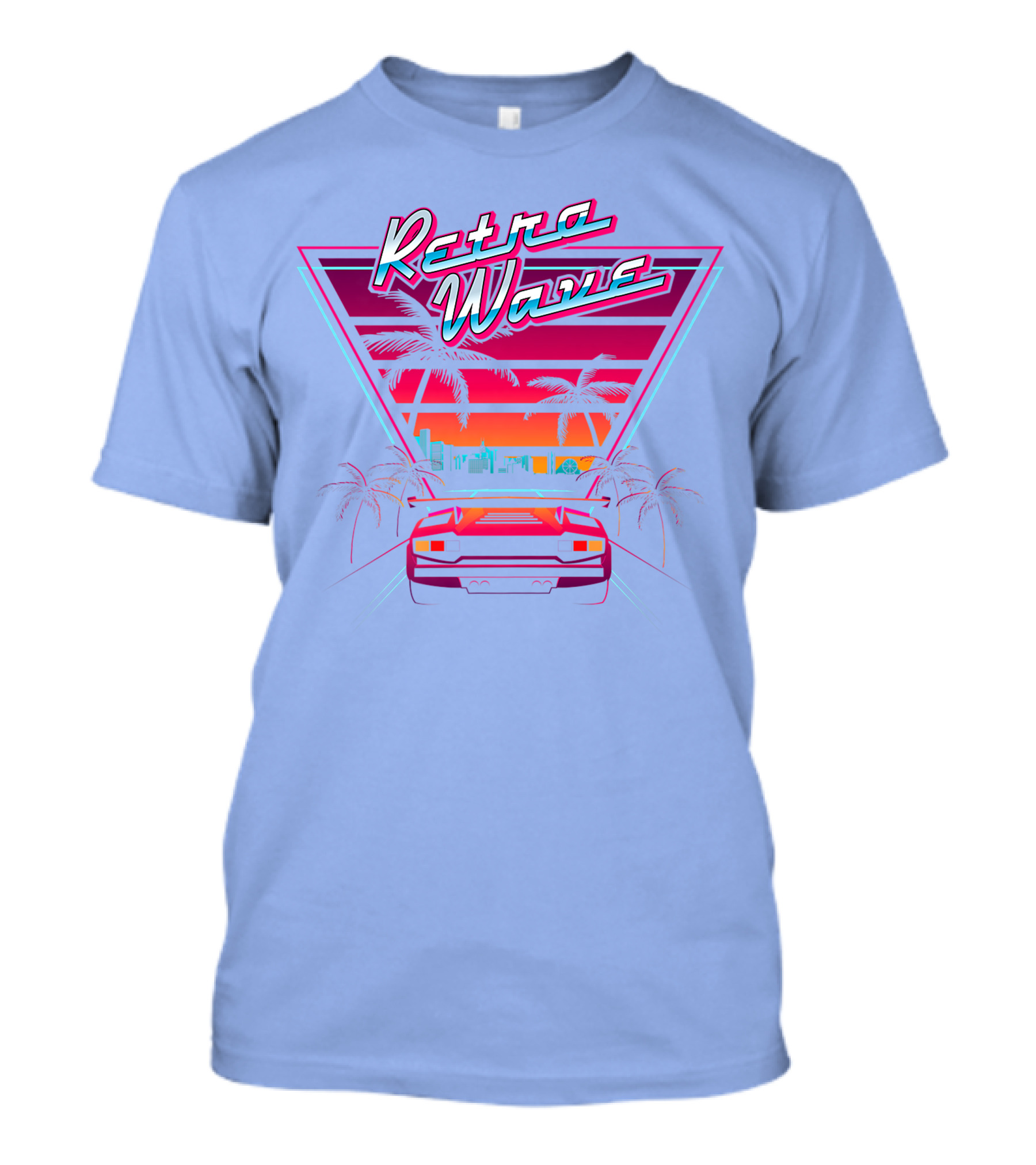 Retrowave 80s Synthwave Miami Beach Car Palm Trees Sunset T-Shirt