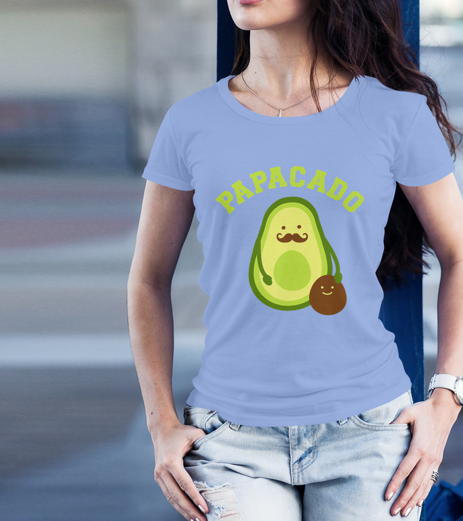 Papacado Funny Avocado Mustache Daddy Announcement T-Shirt