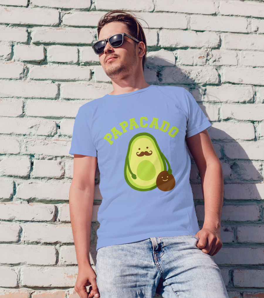Papacado Funny Avocado Mustache Daddy Announcement T-Shirt