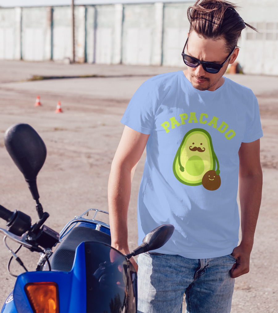 Papacado Funny Avocado Mustache Daddy Announcement T-Shirt