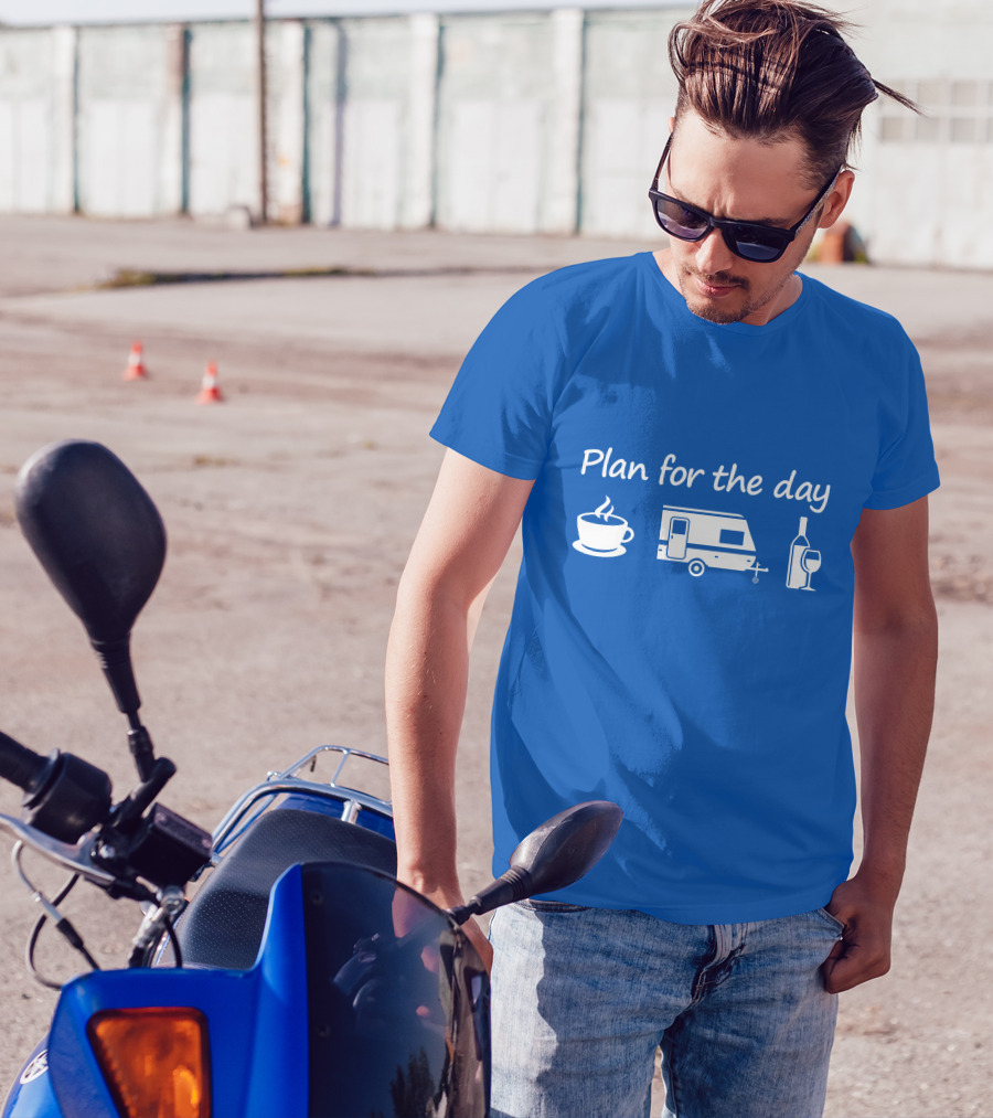 Plan For The Day Coffee Camper Wine T-Shirt