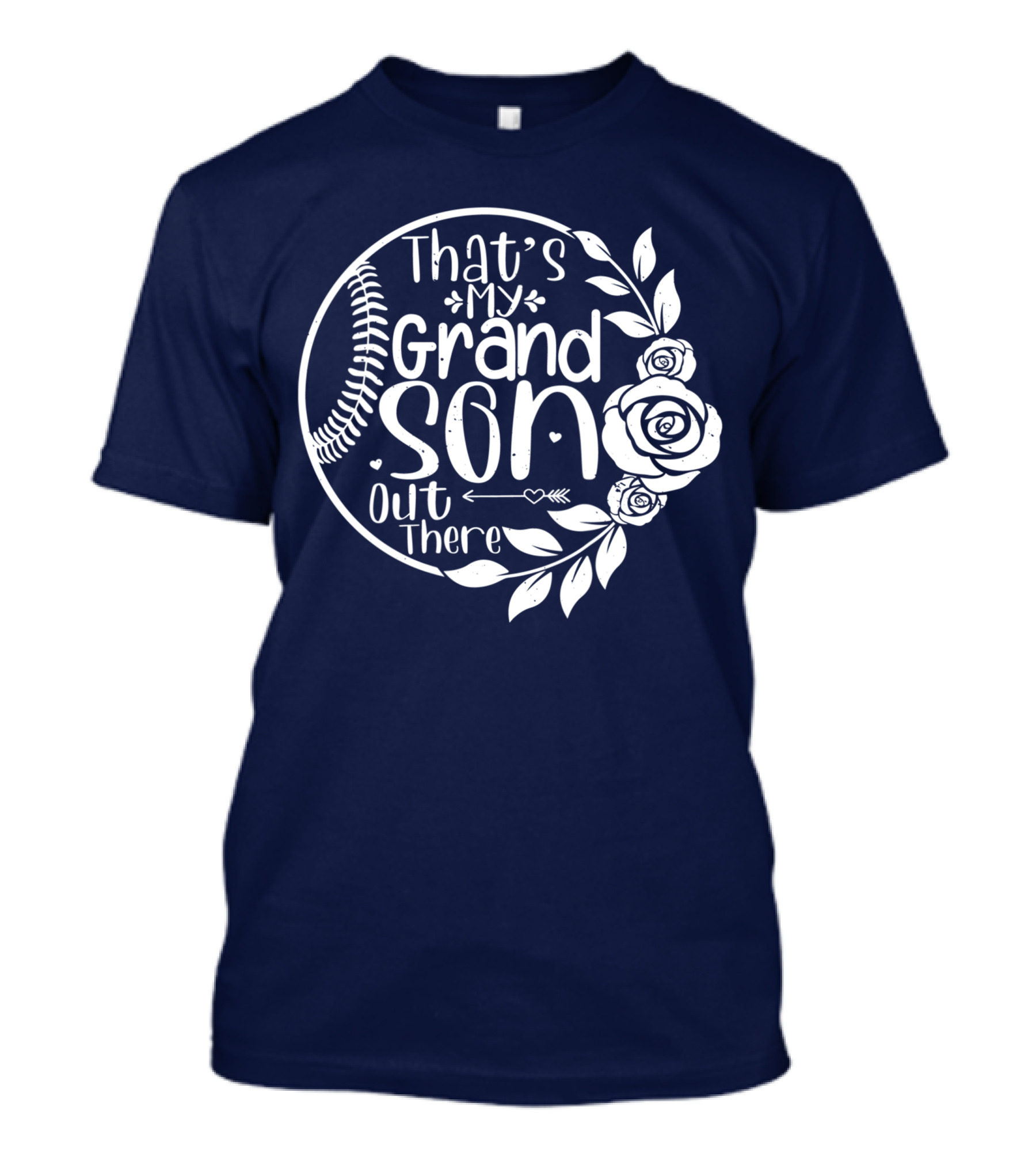 That's My Grandson Out There Baseball Softball Grandma Raglan Floral T-Shirt