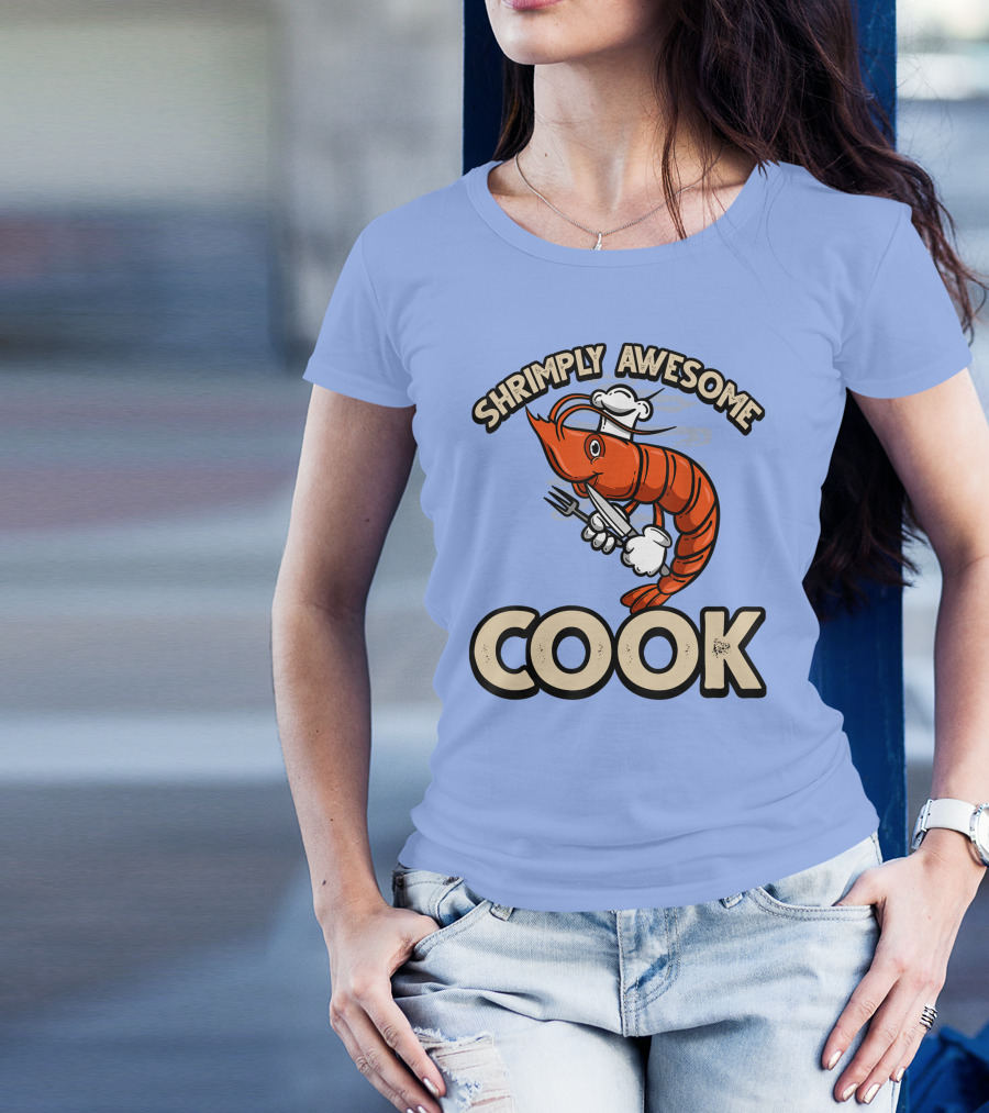 Shrimply Awesome Cook Funny Prawn Pun T-Shirt