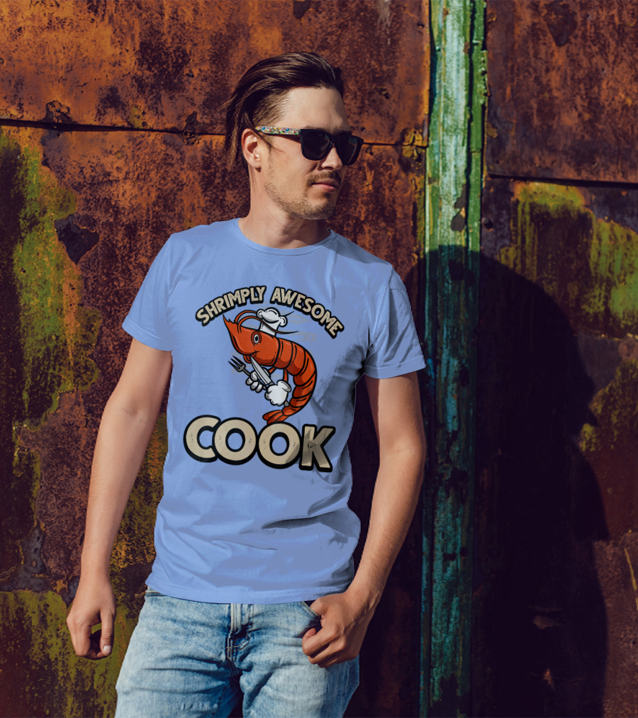 Shrimply Awesome Cook Funny Prawn Pun T-Shirt