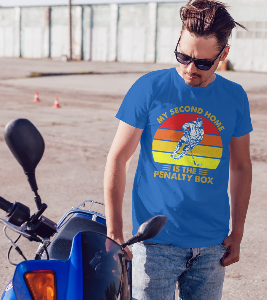 My Second Home Is The Penalty Box Retro Hockey Player T-Shirt