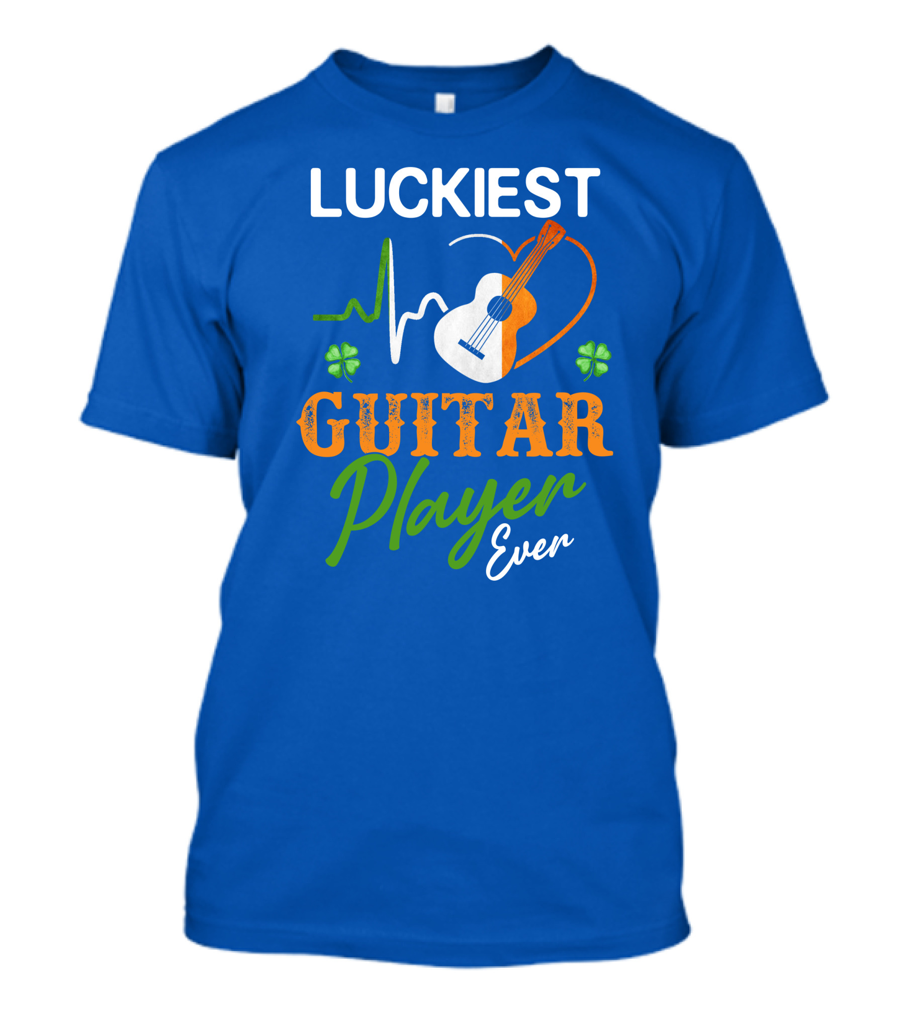 Luckiest Guitar Player Ever Irish Heartbeat With Shamrocks T-Shirt