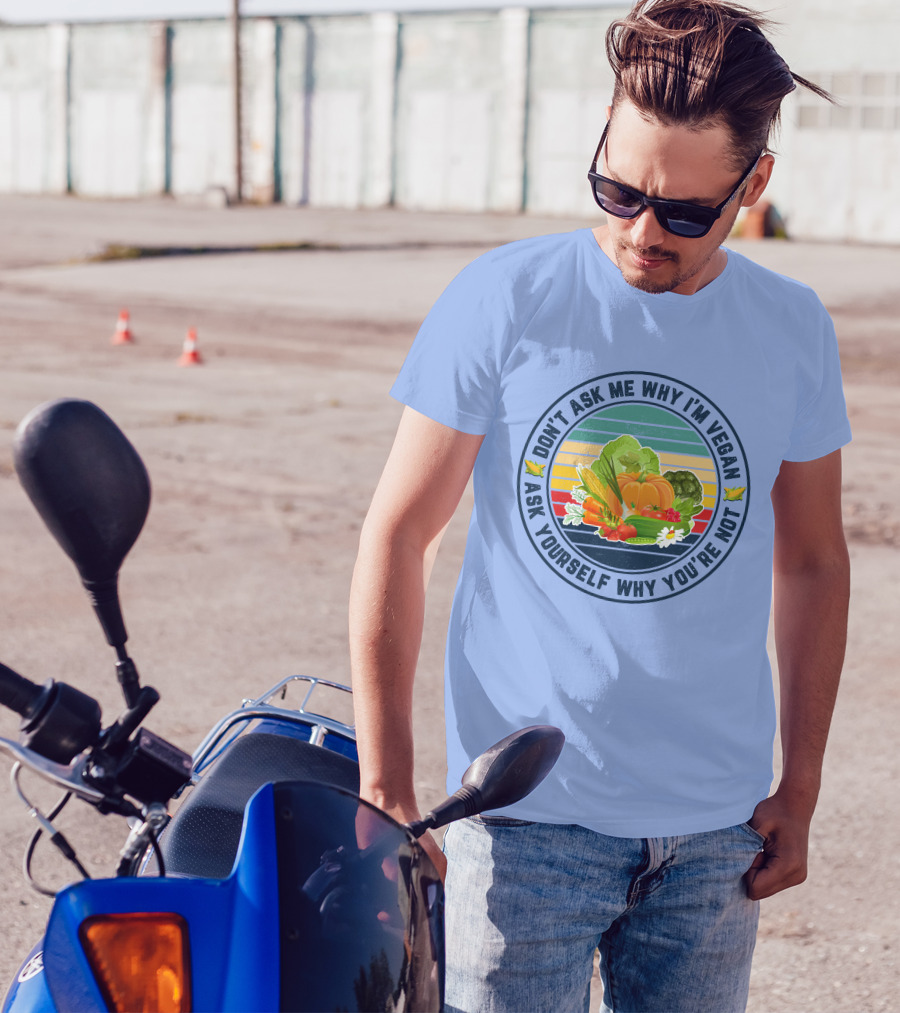 Don't Ask Me Why I'm Vegan Ask Yourself Why You're Not Vegetable Retro Stripes Vegetable Medley T-Shirt