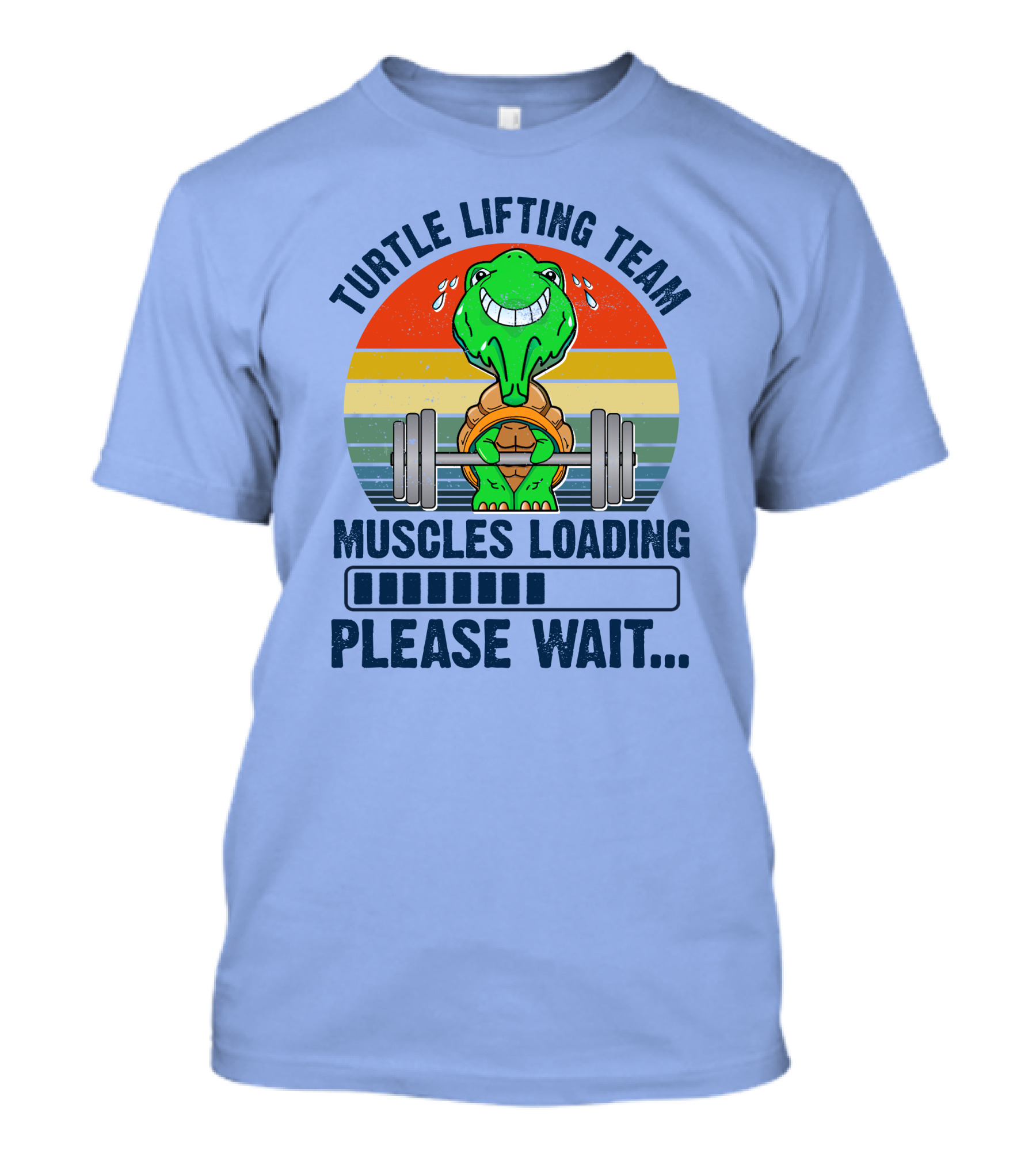 Turtle Lifting Team Muscles Loading Please Wait Retro Fitness Powerlifting T-Shirt