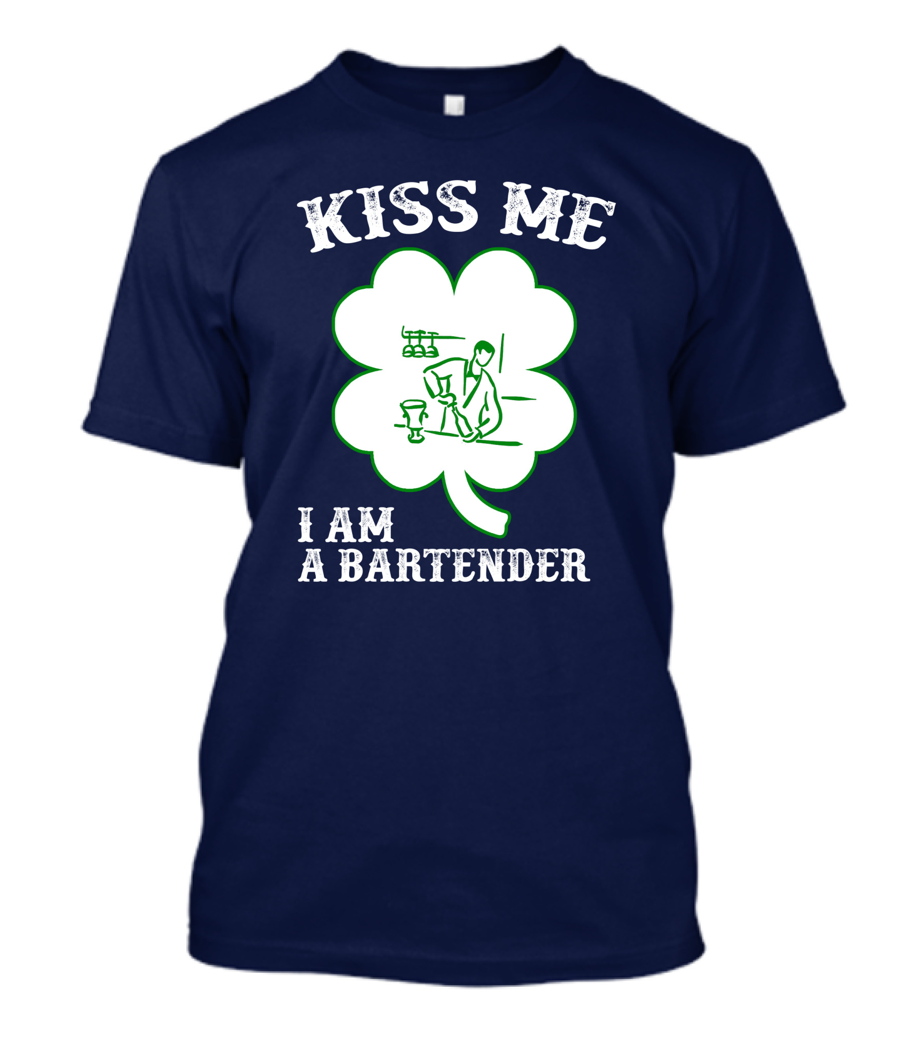 Kiss Me I Am A Bartender Shamrock Bartending Sketch T-Shirt