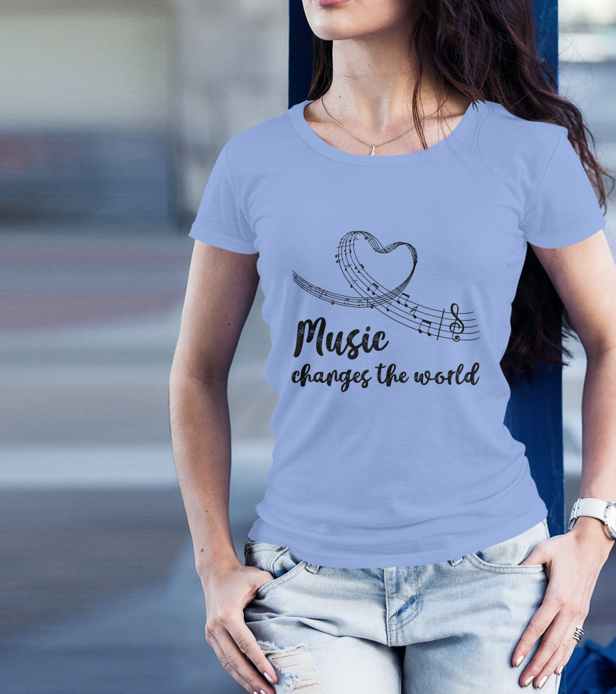 Music Changes The World Heart Notes Melody T-Shirt