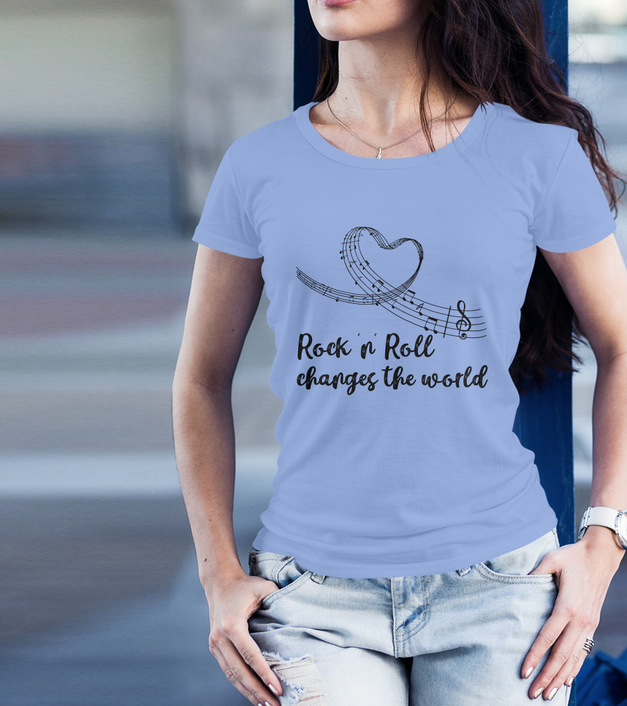 Rock 'n' Roll Changes The World Heart Musical Notes T-Shirt