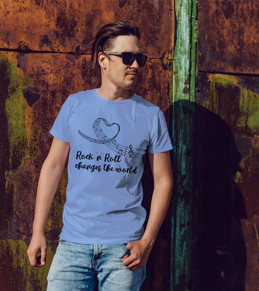 Rock 'n' Roll Changes The World Heart Musical Notes T-Shirt
