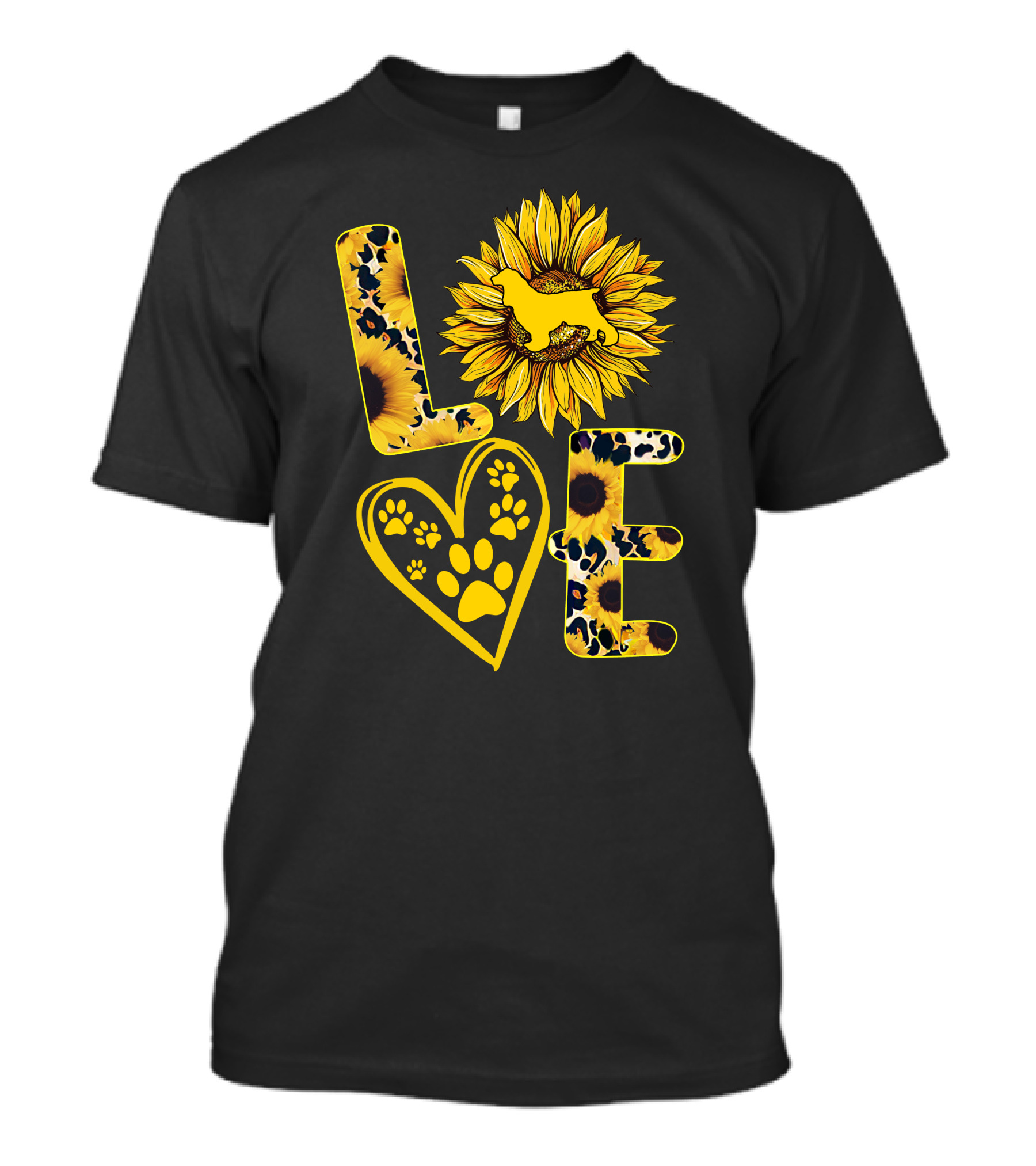 Cocker Spaniel Love Sunflower Heart Paw Prints T-Shirt