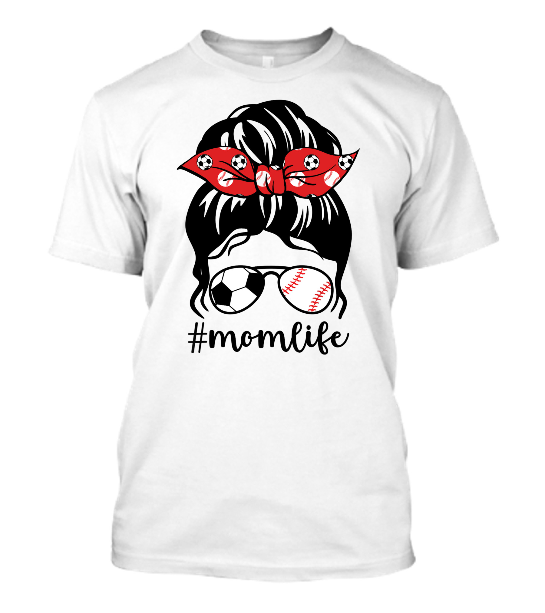 MomLife Classy Soccer Baseball Messy Bun T-Shirt