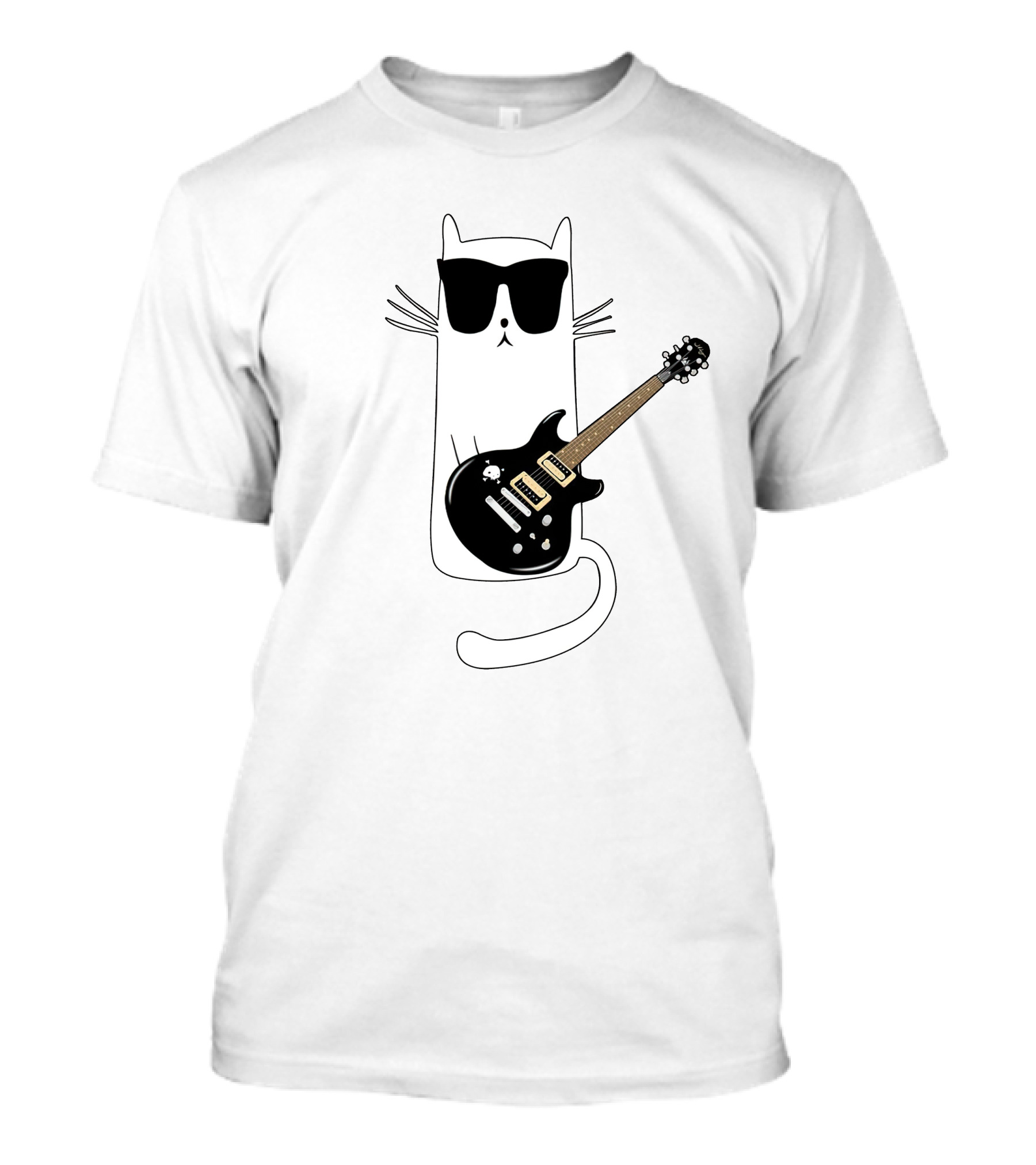 Cat With Sunglasses Rocking Out On Guitar T-Shirt