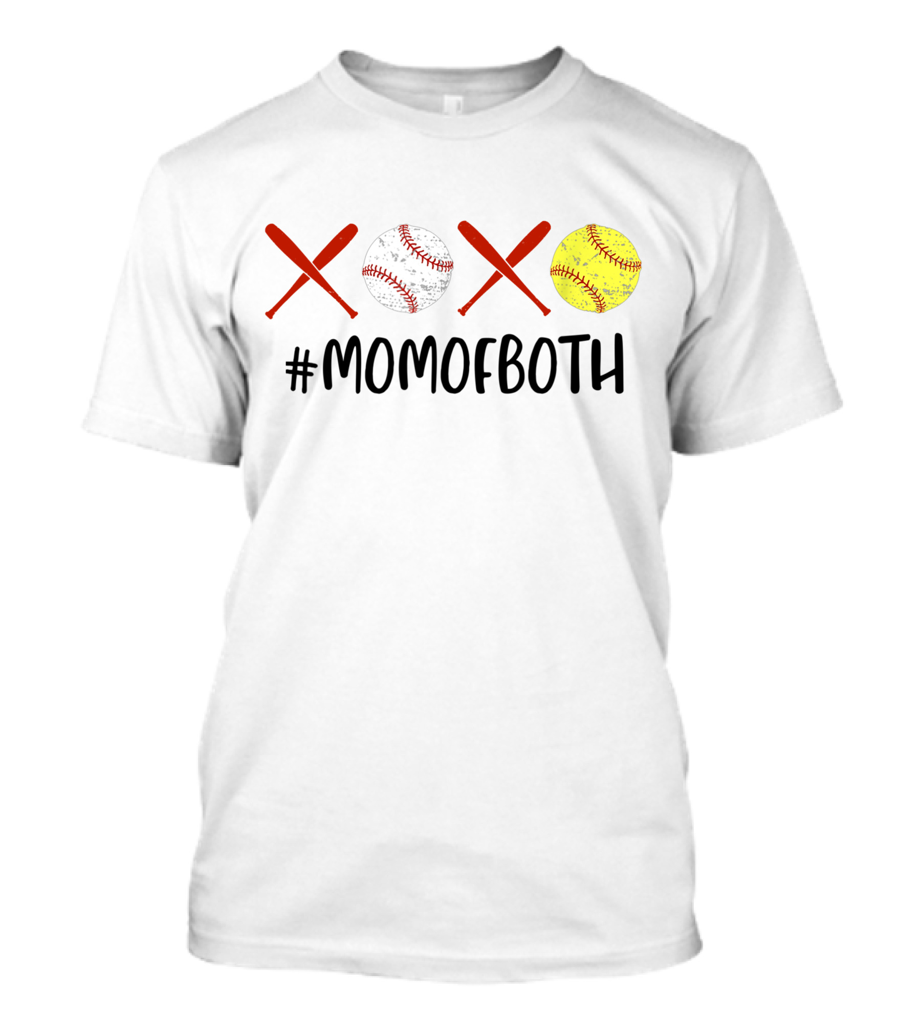Funny XOXO Softball And Baseball #MomOfBoth T-Shirt