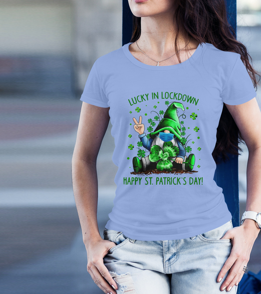 Lucky In Lockdown Gnomes Happy St. Patrick's Day T-Shirt