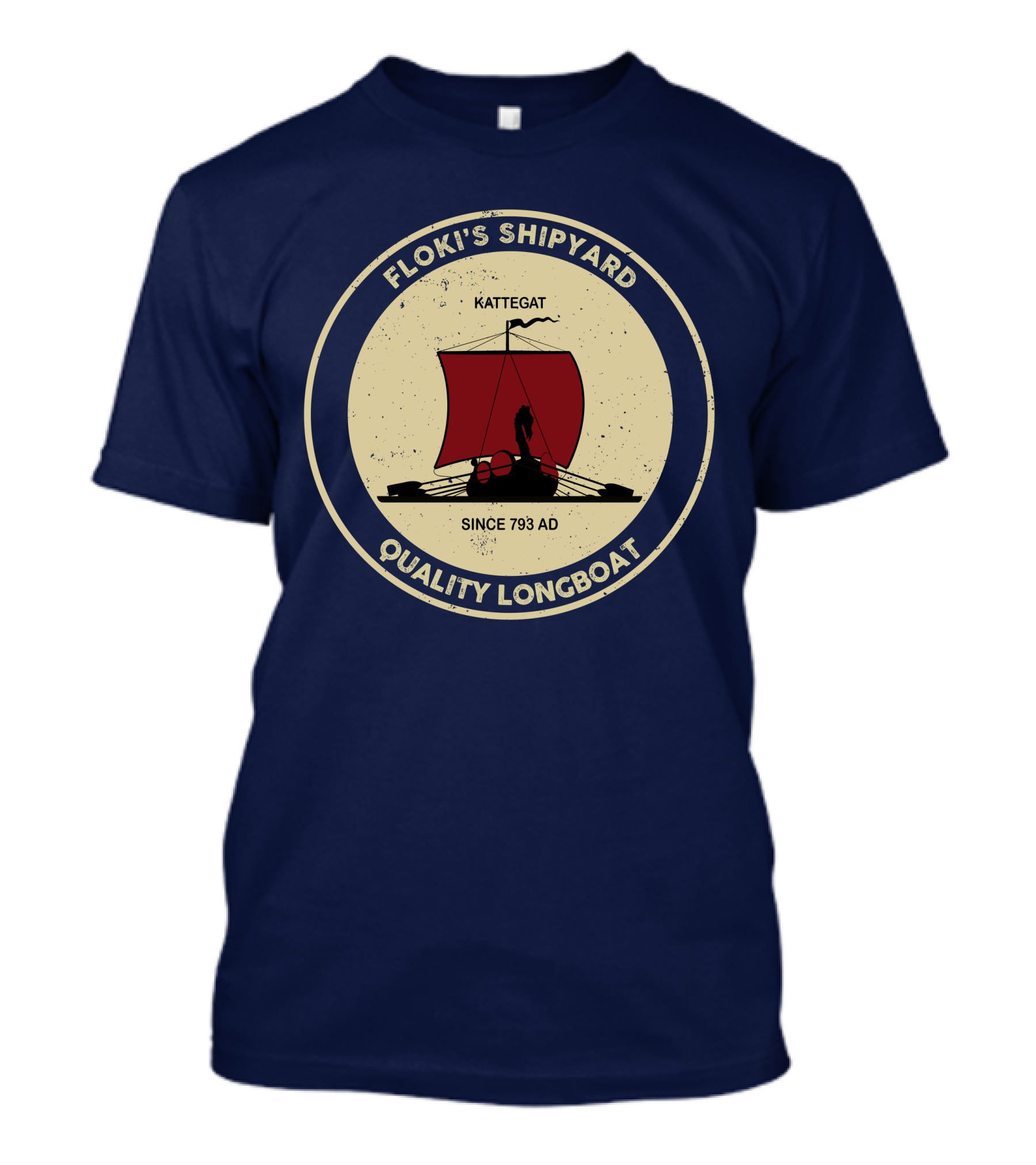 Floki's Shipyard Kattegat Since 793 AD Quality Longboat T-Shirt