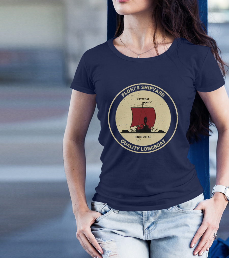 Floki's Shipyard Kattegat Since 793 AD Quality Longboat T-Shirt