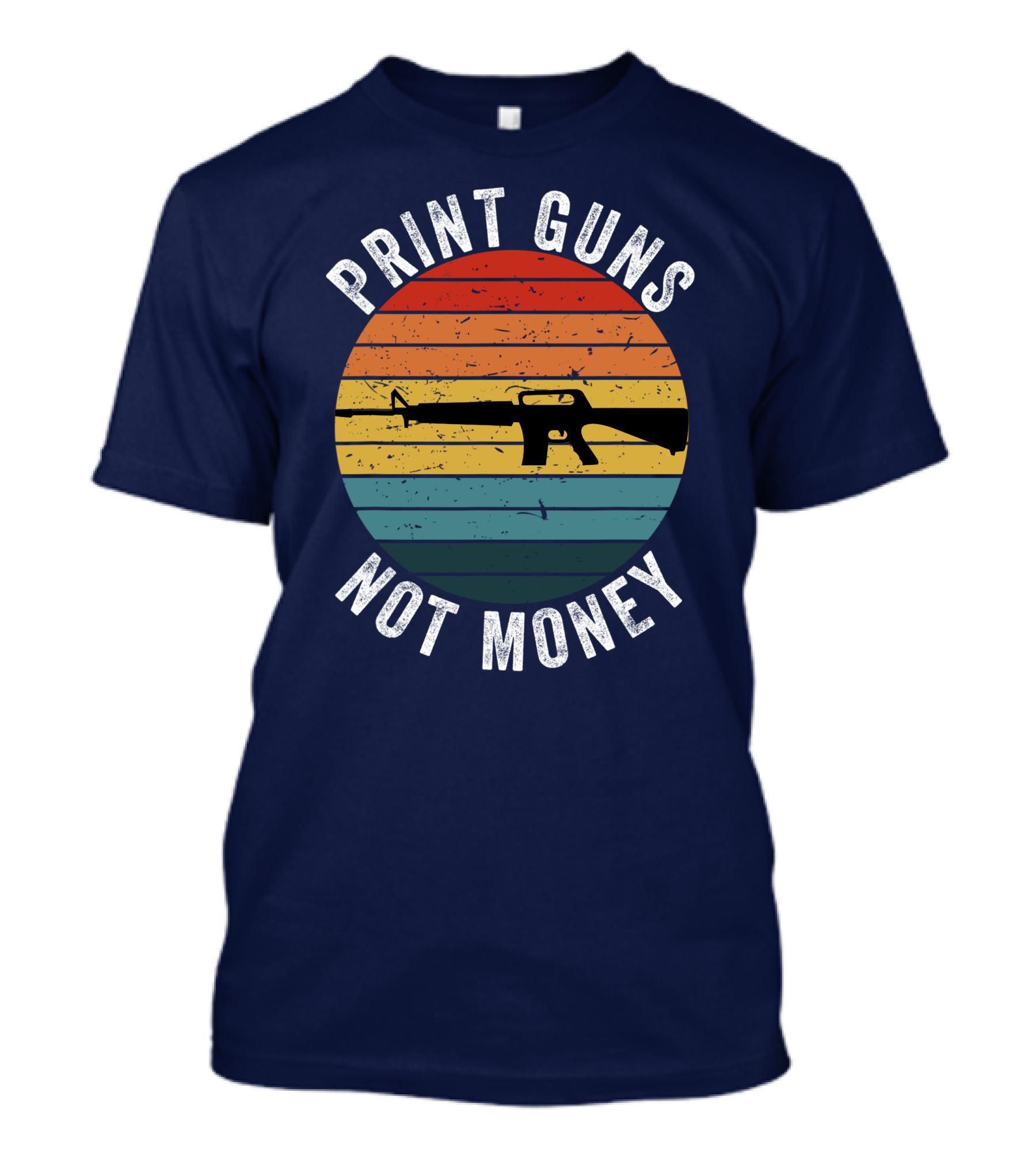 Print Guns Not Money Vintage Sunset Rifle T-Shirt