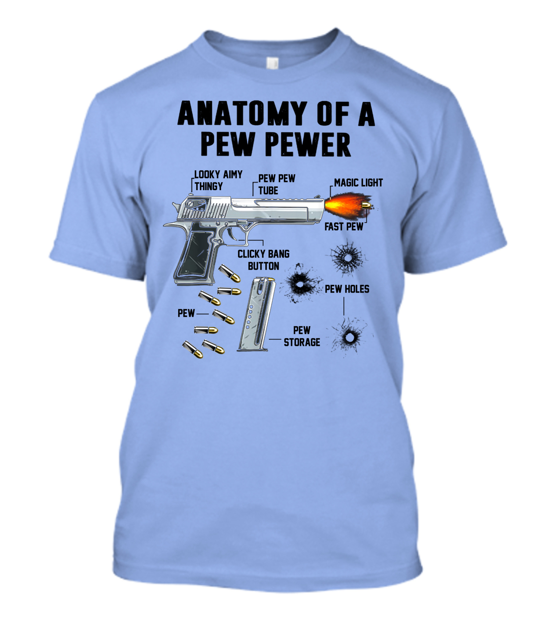 Anatomy Of A Pew Pewer Looky Aimy Thingy Pew Pew Tube Magic Light Fast Pew Clicky Bang Button Pew Holes Pew Storage T-Shirt