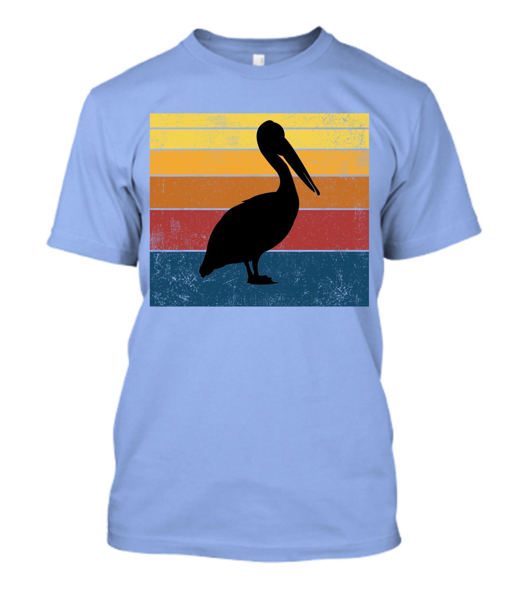Light Blue Retro Sunset Pelican T-Shirt