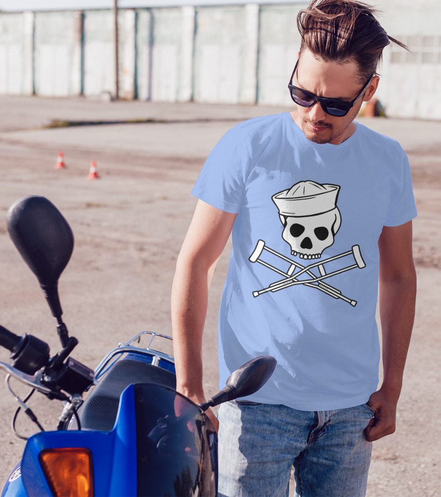 Mtv Music Television Sailor Skull Crossed Crutches Jackass T-Shirt