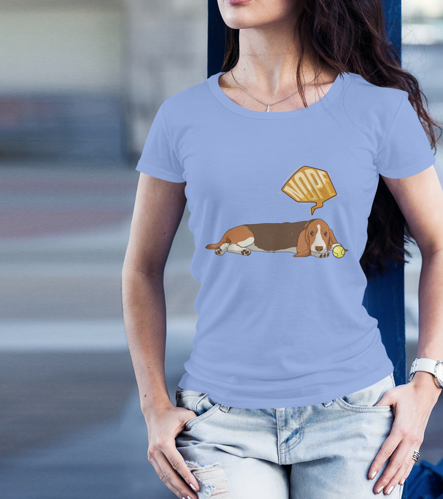 Nope Lazy Basset Hound With Tennis Ball Funny Dog T-Shirt