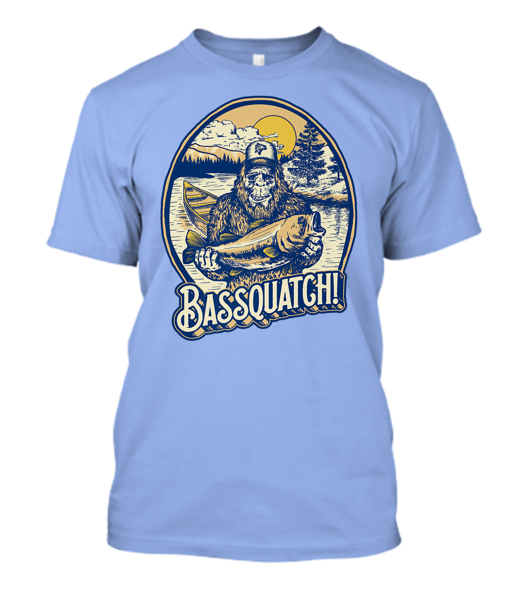 Bassquatch Funny Bigfoot Fishing Sasquatch With Bass Catch T-Shirt
