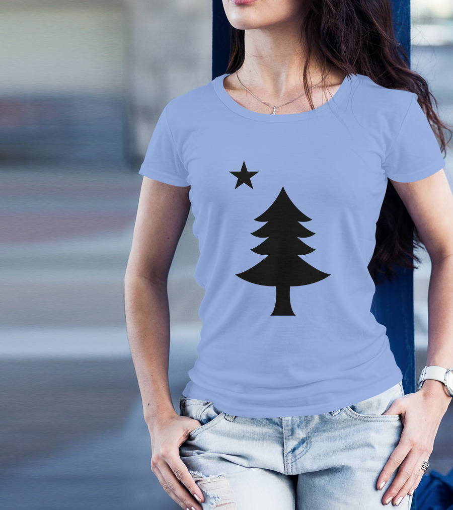 Maine Pine Tree State Flag Pride Patriotic Symbol With Star T-Shirt