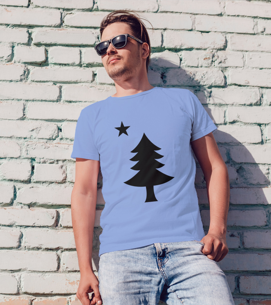 Maine Pine Tree State Flag Pride Patriotic Symbol With Star T-Shirt