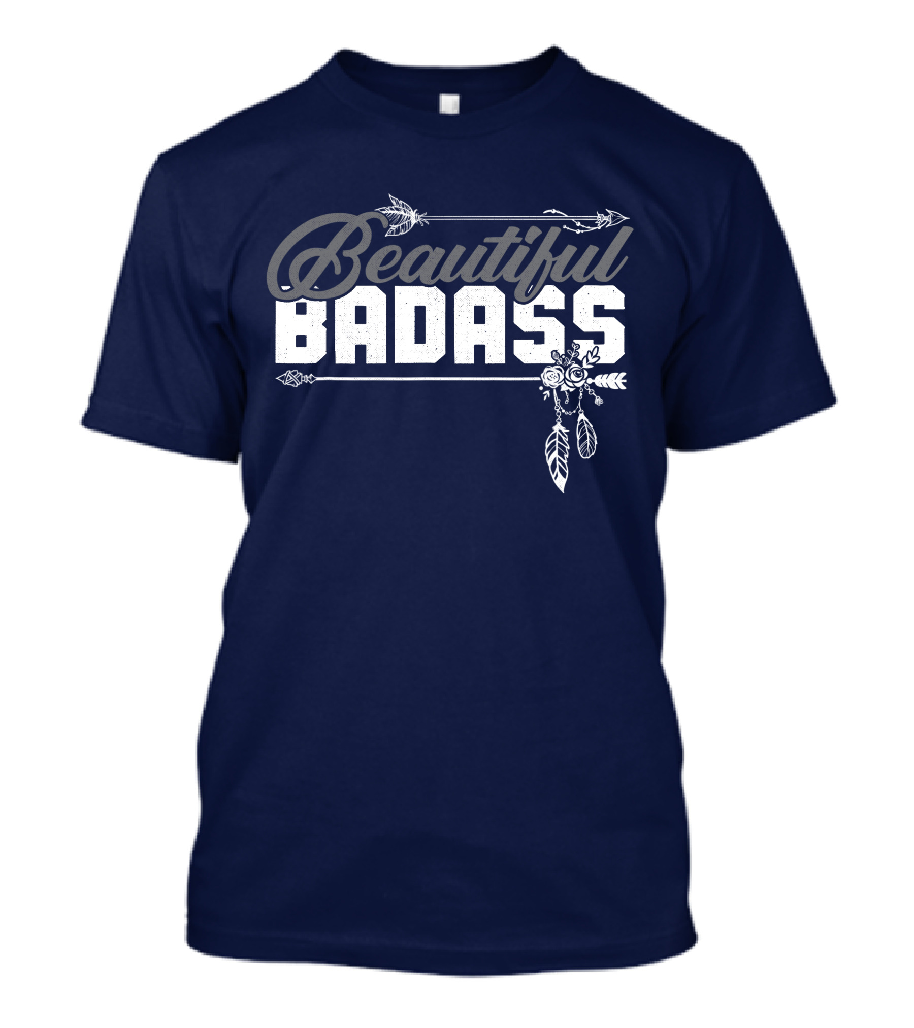 Beautiful Badass Feathers And Arrows Women Empowerment Gray T-Shirt
