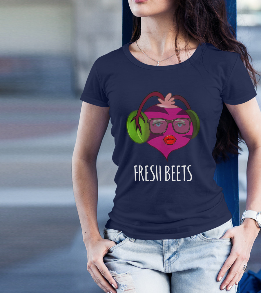 Fresh Beets Funny Vegetable With Headphones And Glasses T-Shirt