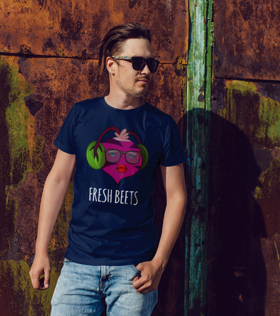 Fresh Beets Funny Vegetable With Headphones And Glasses T-Shirt