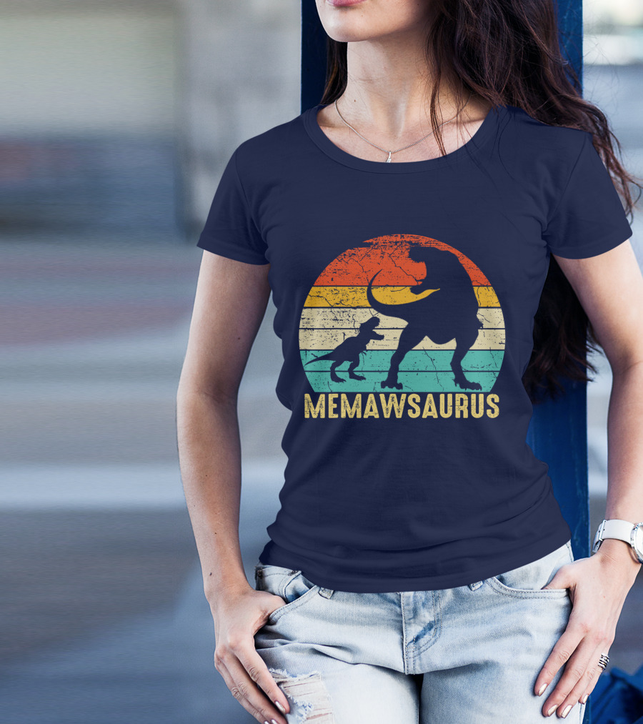 Memawsaurus Retro Sunset Dinosaur T-Shirt