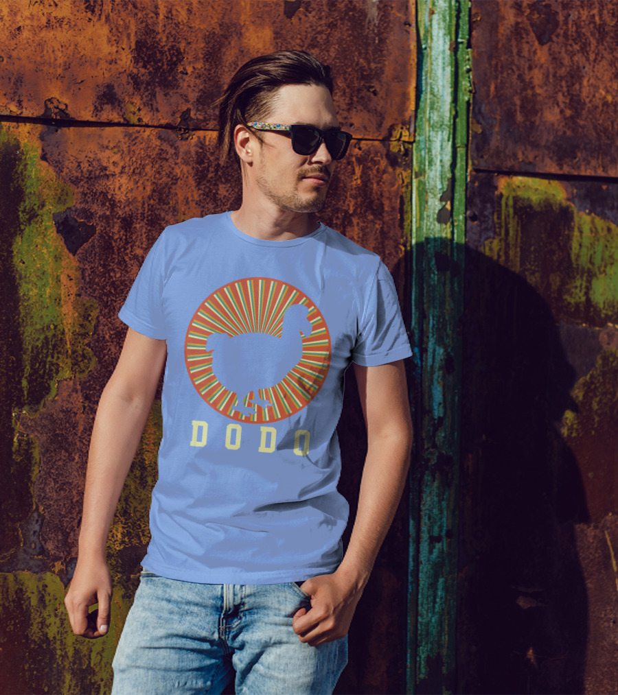 Navy Dodo Bird Retro Sunburst T-Shirt