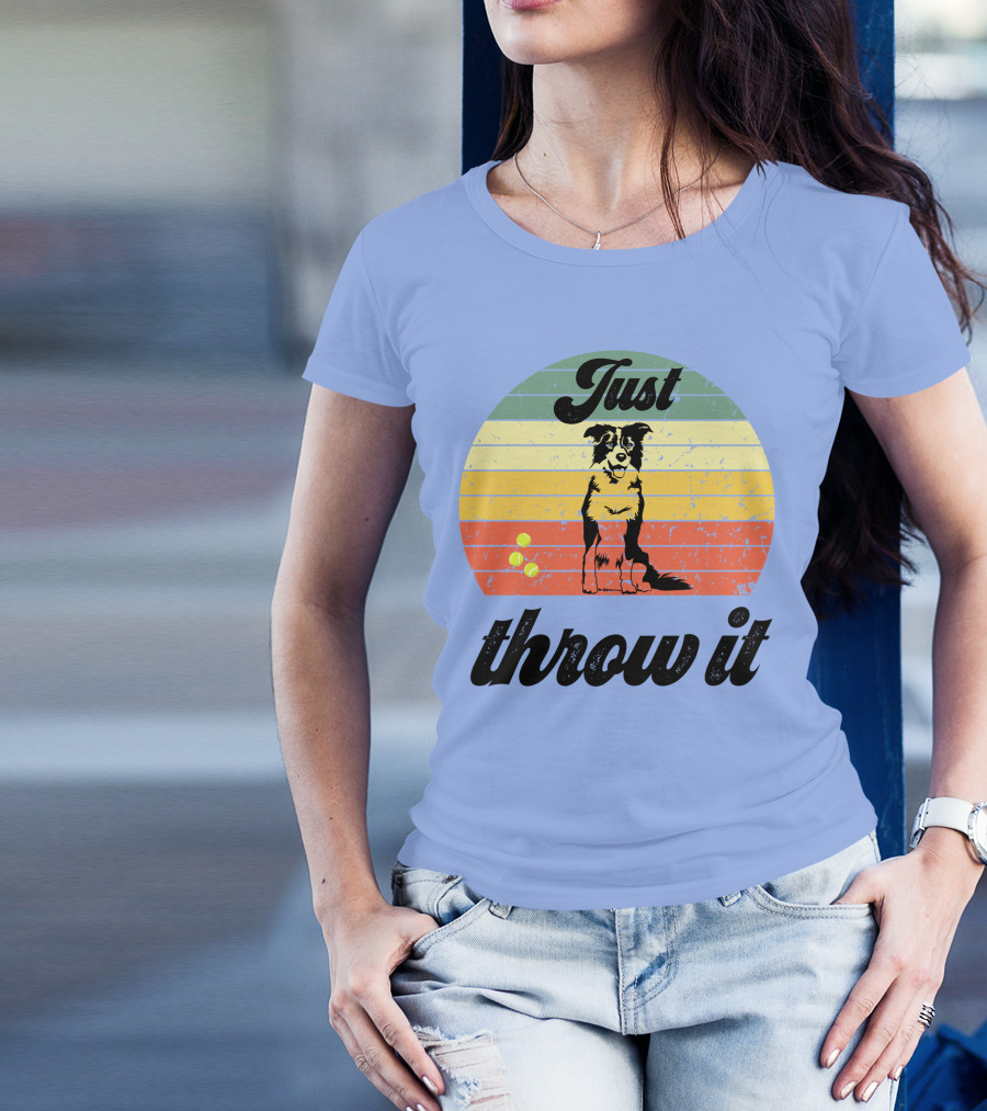 Just Throw It Border Collie Retro Vintage T-Shirt