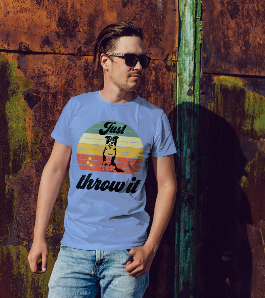 Just Throw It Border Collie Retro Vintage T-Shirt