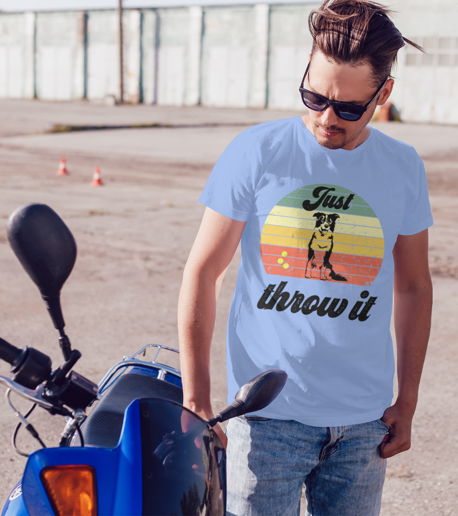 Just Throw It Border Collie Retro Vintage T-Shirt