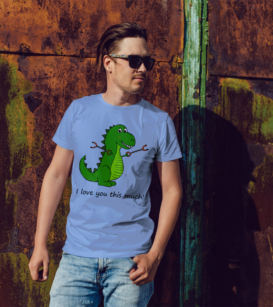 I Love You This Much Rex Dinosaur Holding Grabbers T-Shirt