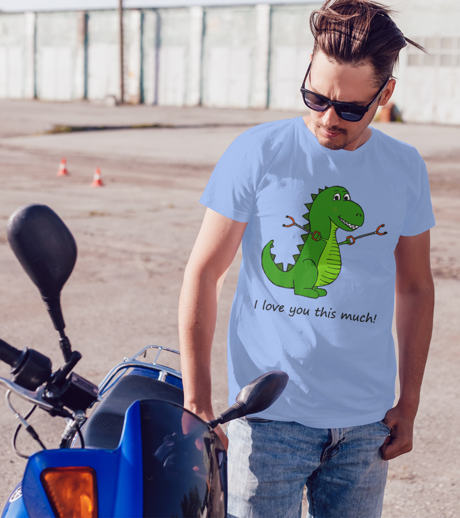 I Love You This Much Rex Dinosaur Holding Grabbers T-Shirt