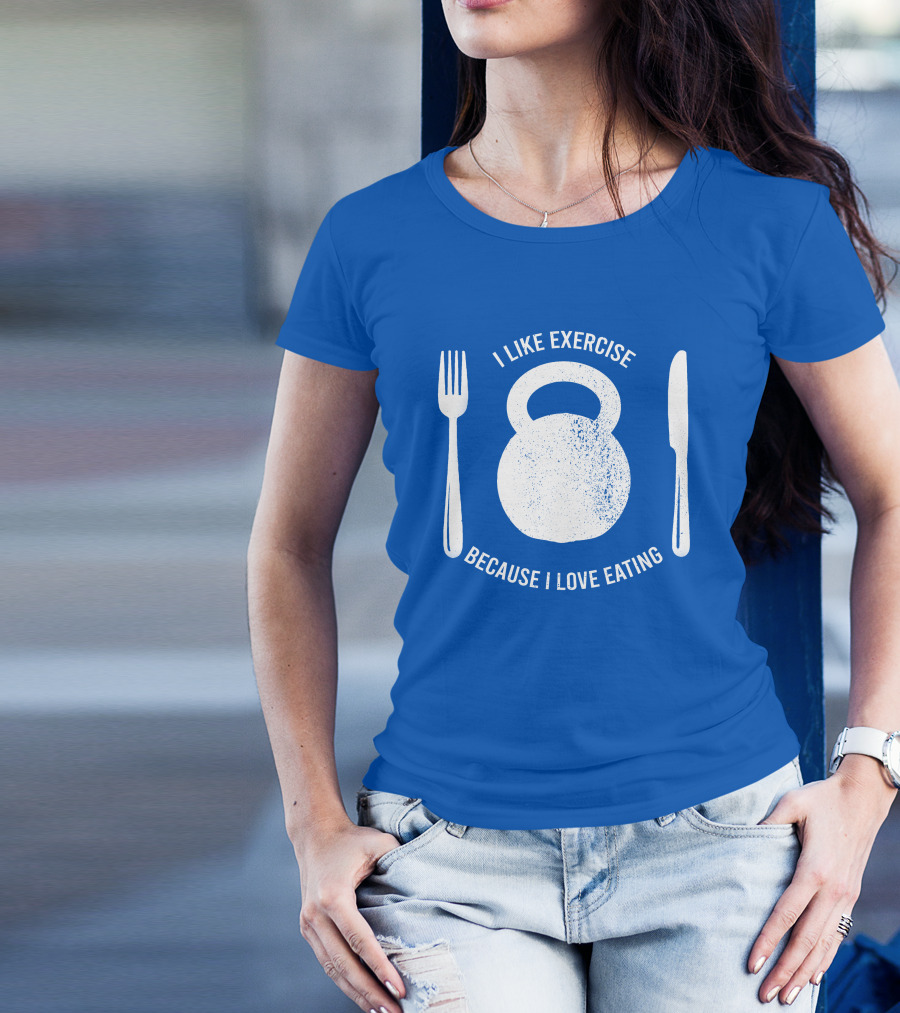 RD I Like Exercise Because I Love Eating Kettlebell Fork Knife T-Shirt