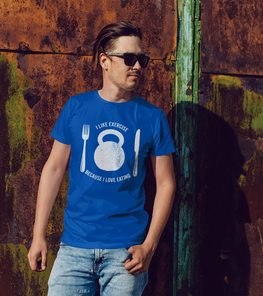 RD I Like Exercise Because I Love Eating Kettlebell Fork Knife T-Shirt