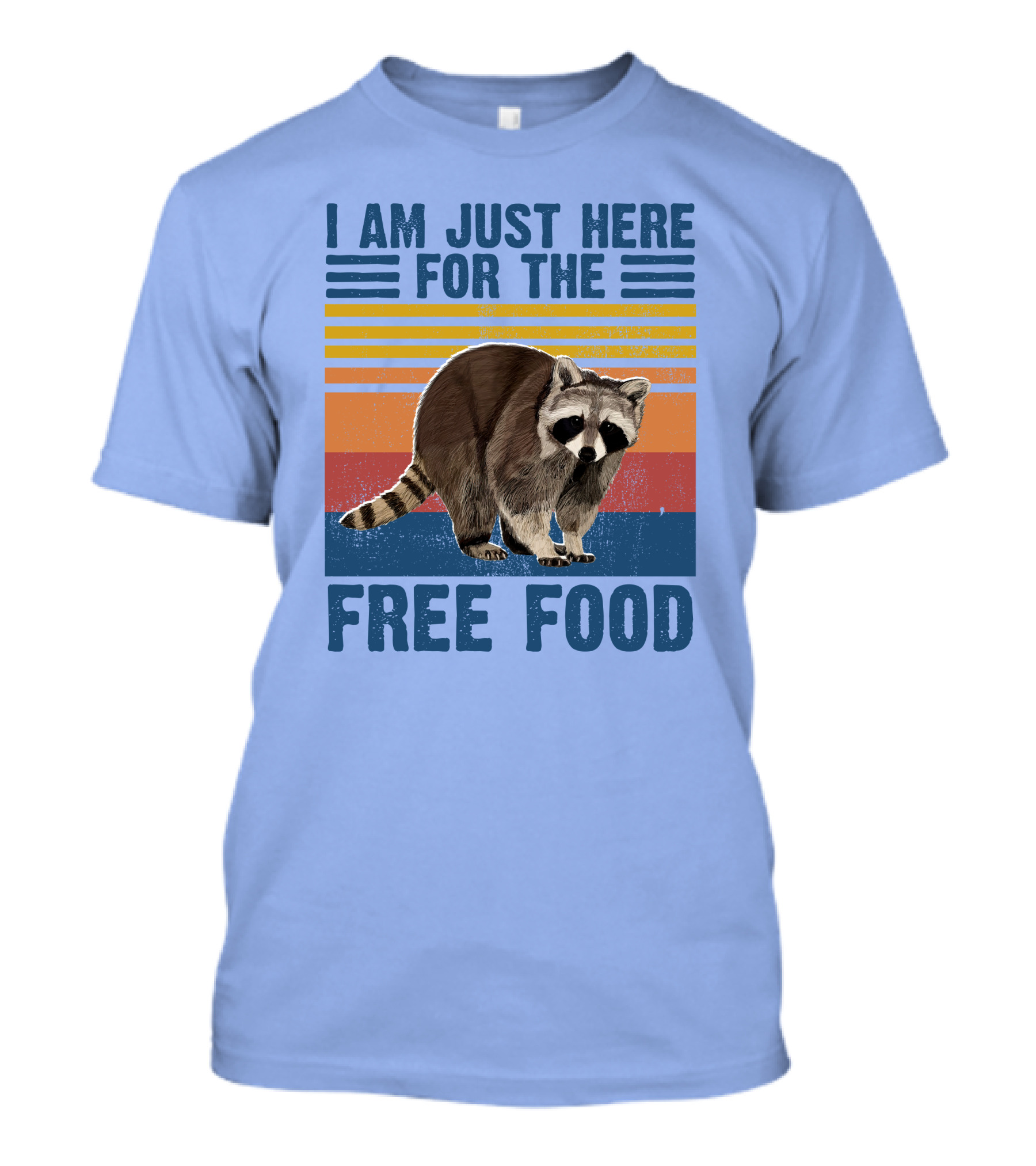 I Am Just Here For The Free Food Raccoon Vintage Stripes T-Shirt