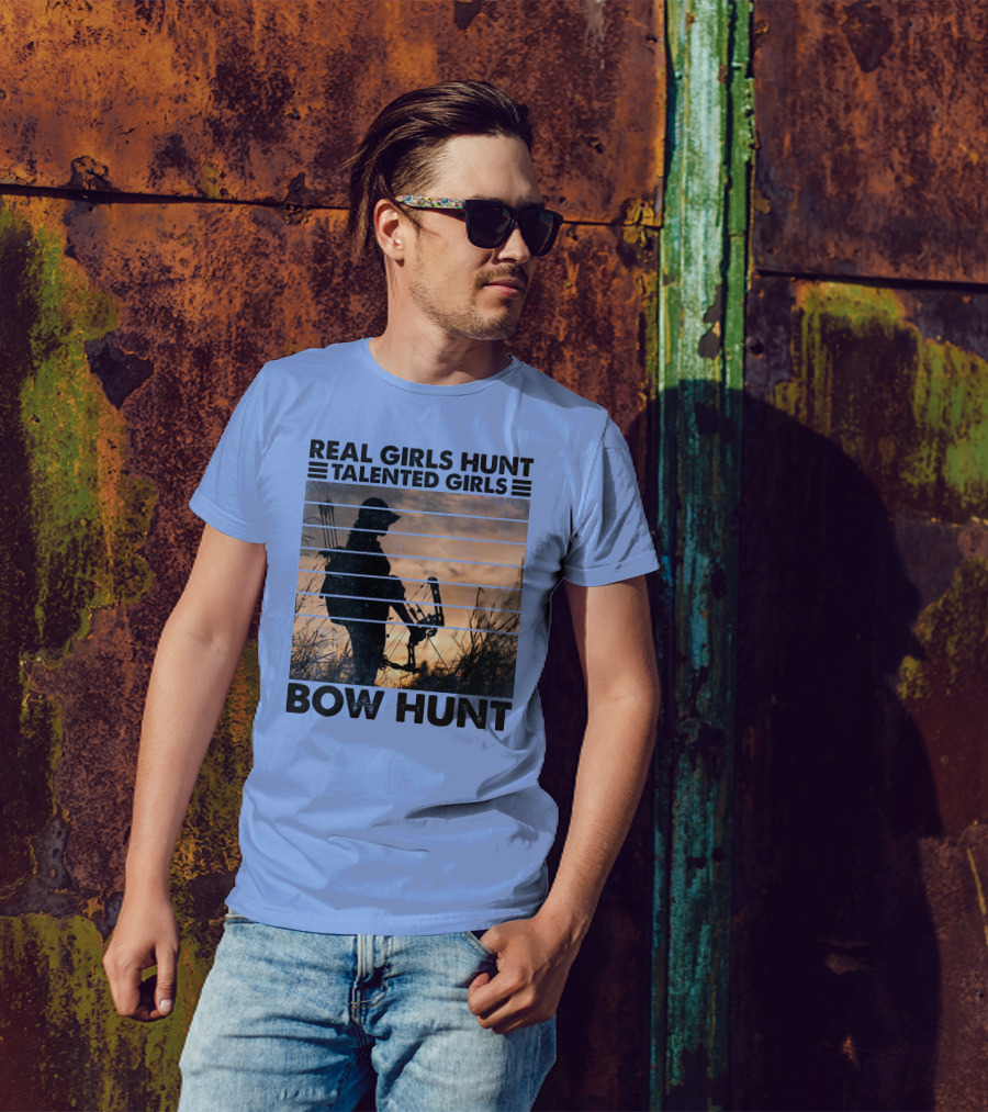 Real Girls Hunt Talented Girls Bow Hunt Silhouette Archery T-Shirt