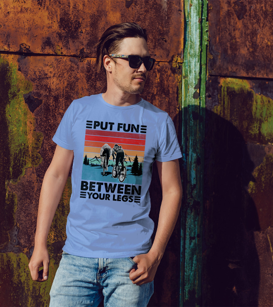 RD Cycling Put Fun Between Your Legs Retro Mountain Biking T-Shirt