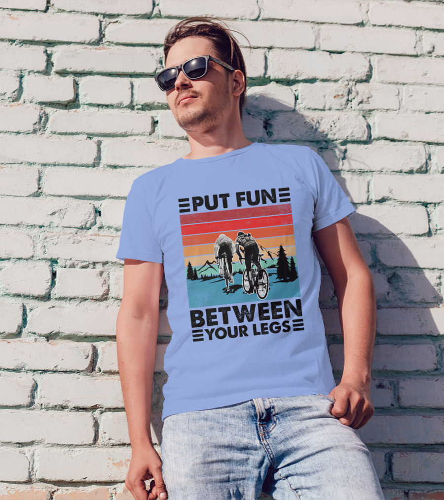 RD Cycling Put Fun Between Your Legs Retro Mountain Biking T-Shirt