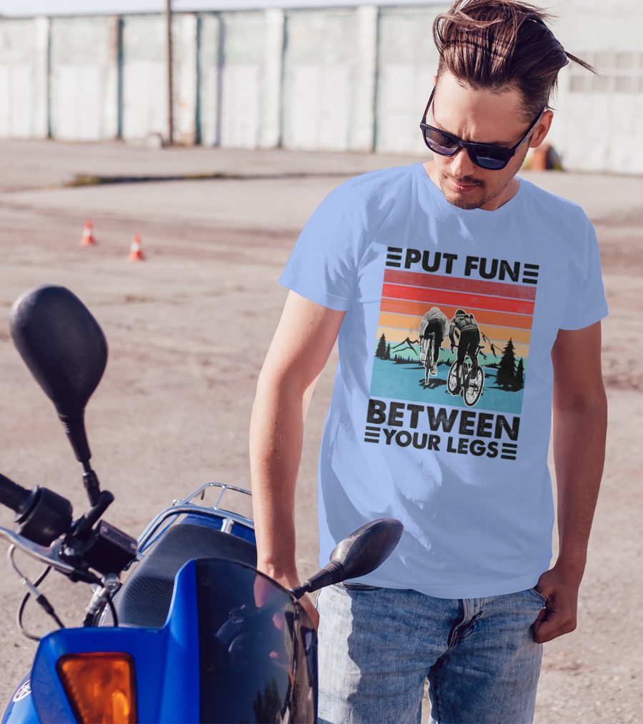 RD Cycling Put Fun Between Your Legs Retro Mountain Biking T-Shirt